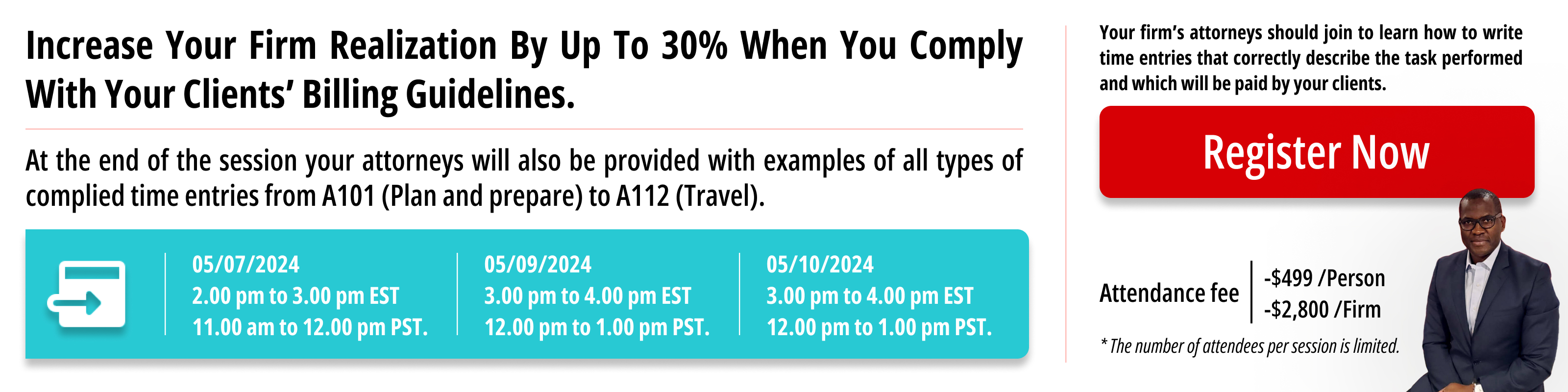 Increase your firm realization by up to 30% when you comply with your clients' billing guidelines